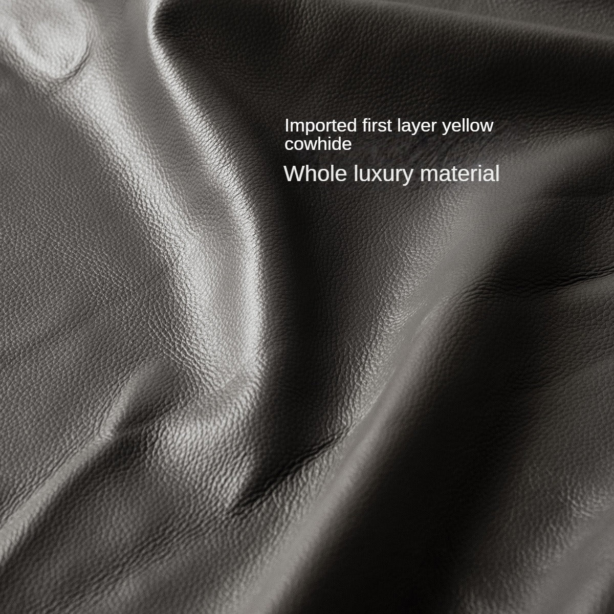Leather Sofa Italian Black Straight Head Layer Yellow Cowhide.