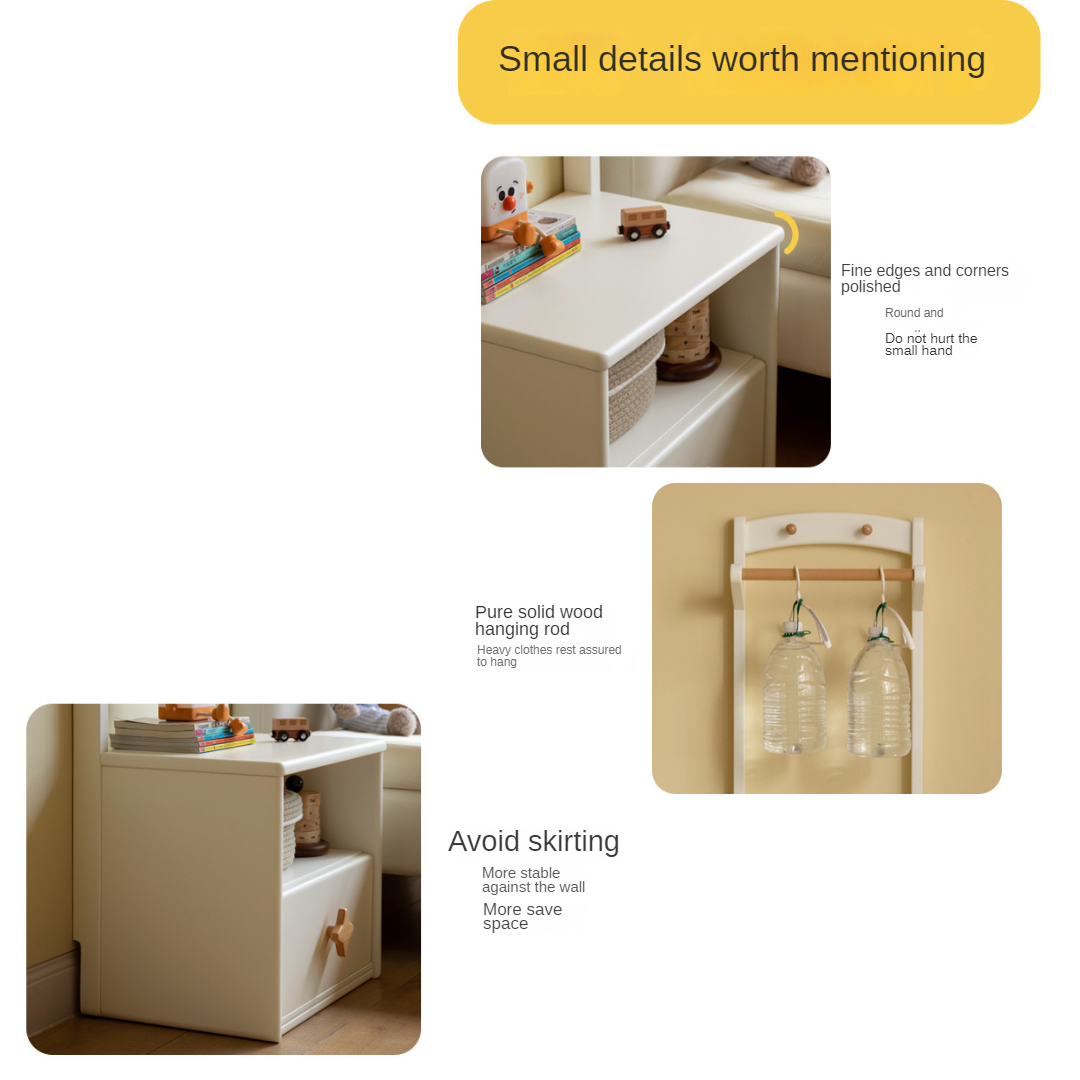 Poplar Solid Wood Clothes Hanger Nightstand-