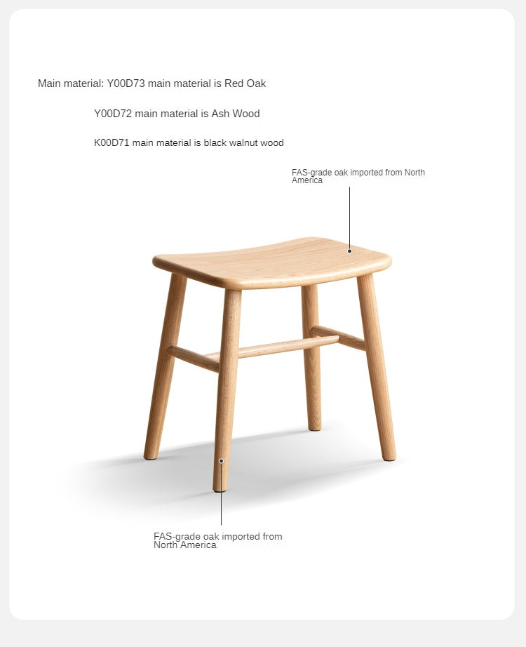 Black Walnut, Ash, Oak, Sandalwood Solid Wood Makeup Stool