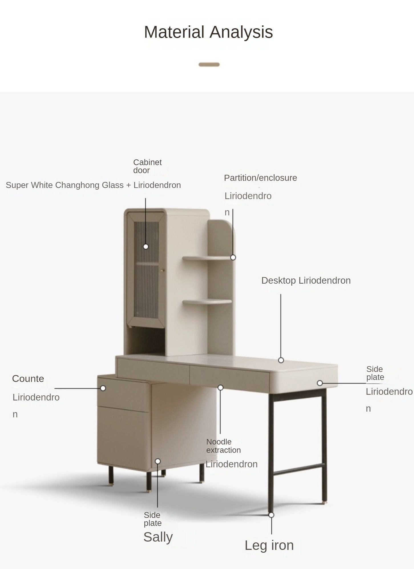 Poplar Solid Wood Telescopic Desk with Bookcase Light Luxury