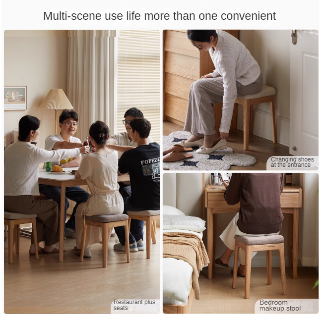 Oak Solid Wood Comfortable Soft Pack Dining Stool