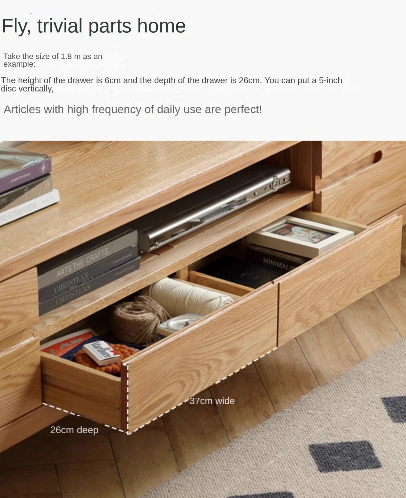 Oak, Solid Rubberwood Modern TV Stand