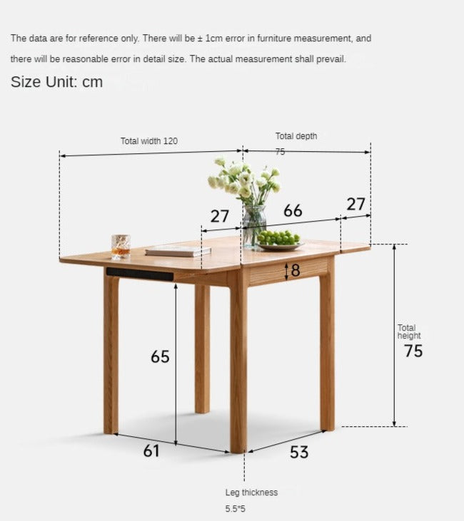 Oak Solid Wood Folding Dining Table