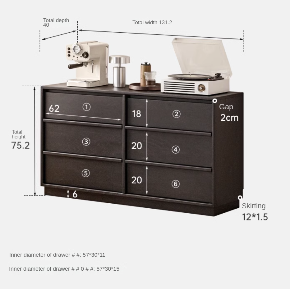 Oak Solid Wood Black Storage Cabinet