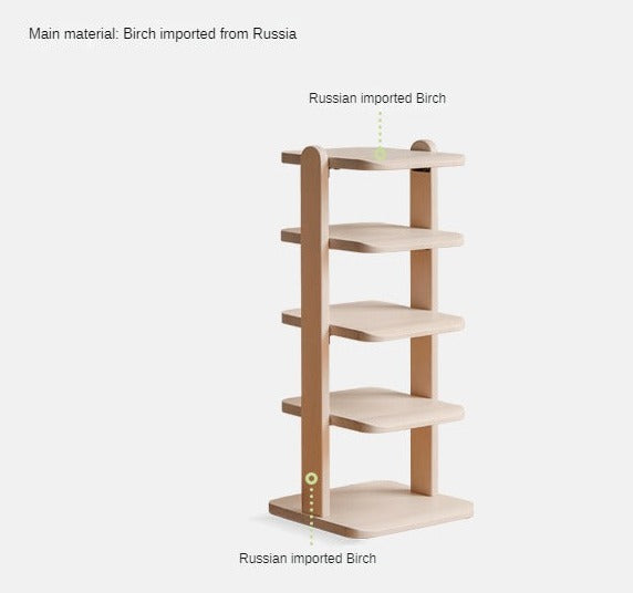 Beech, Solid Rubber Wood Narrow Shoe Rack