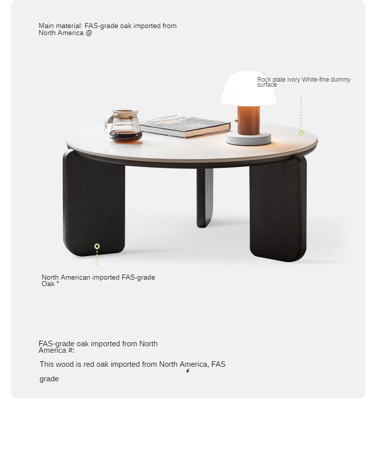 Oak Solid Wood Slate Black Coffee Table