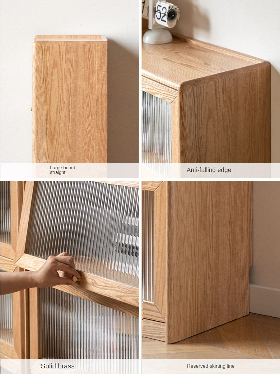 Oak Solid Wood Flipped Door Side Cabinet Free Combination