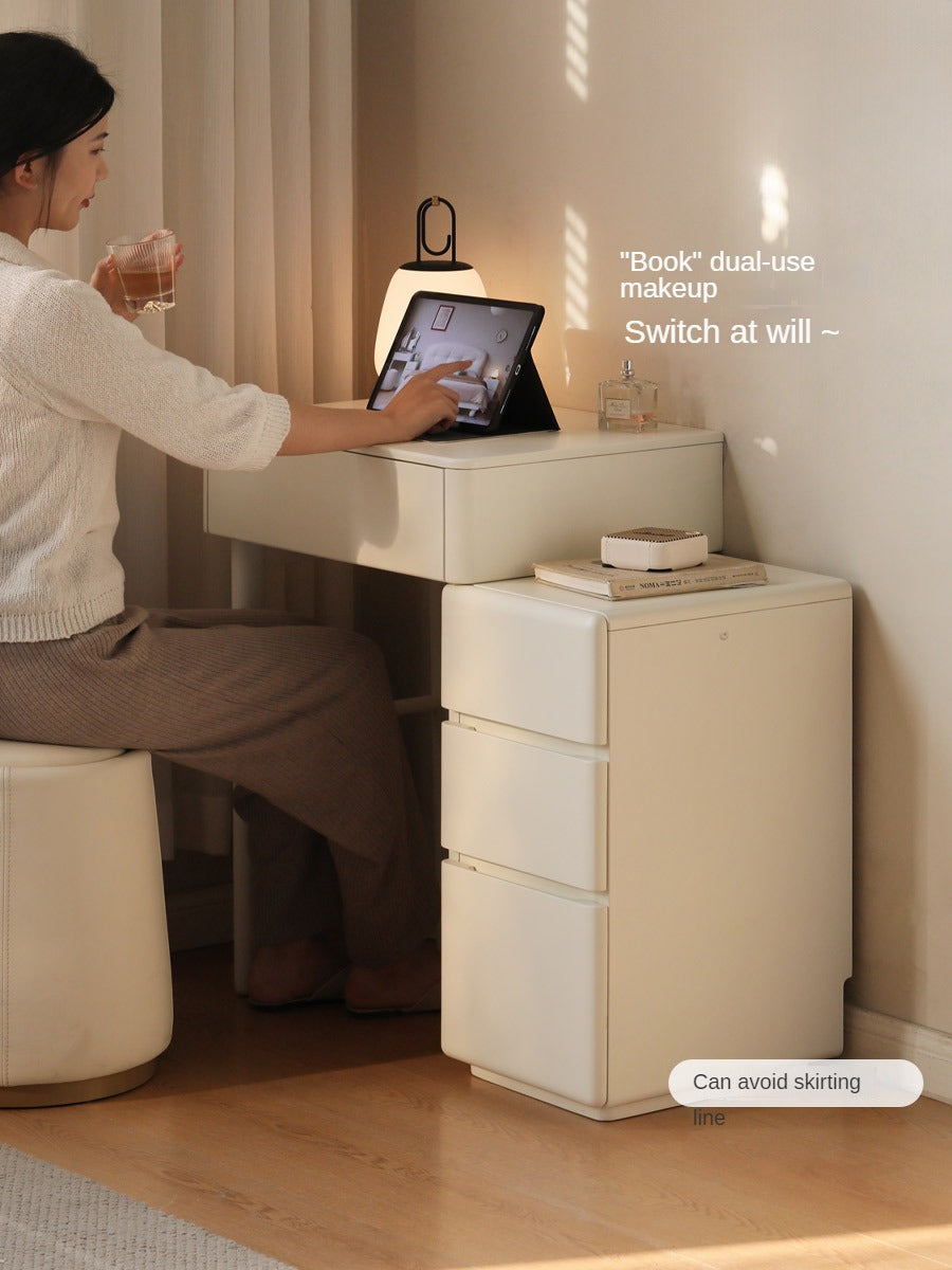 Solid RubberWood Telescopic Small Vanity Table Cream Style.