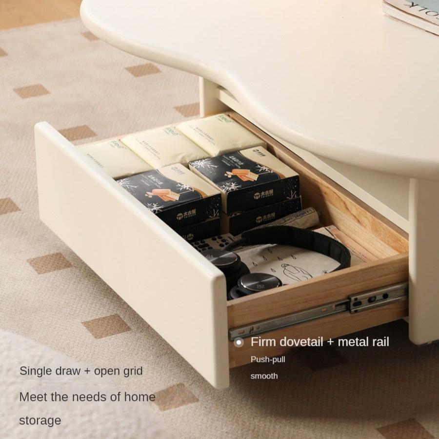 Poplar Solid Wood Cloud Cream Style Coffee Table