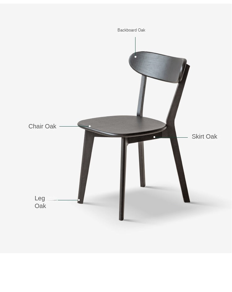 Oak Solid Wood Dining Chair Cream Style White, Black