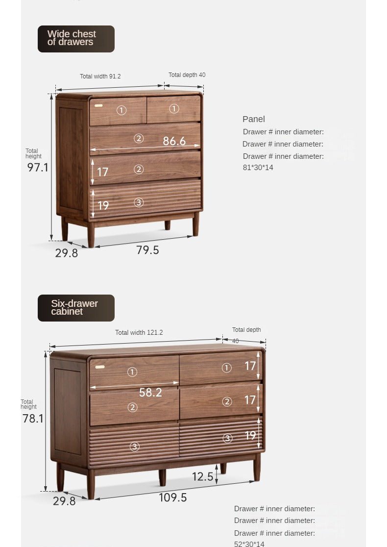 Black Walnut, Catalpa Solid Wood Drawer Storage Cabinet