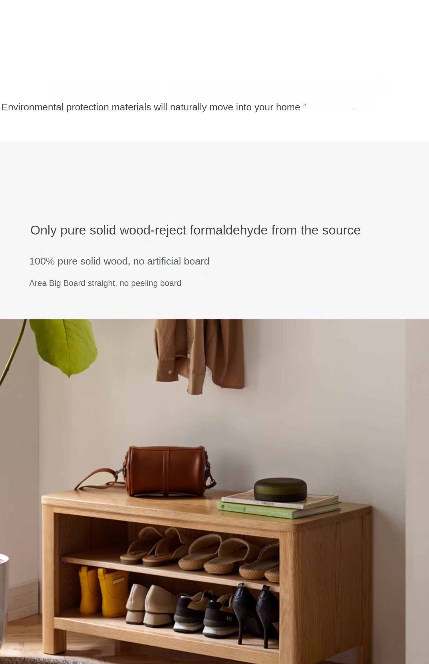 Oak Solid Wood Shoe Storage Bench