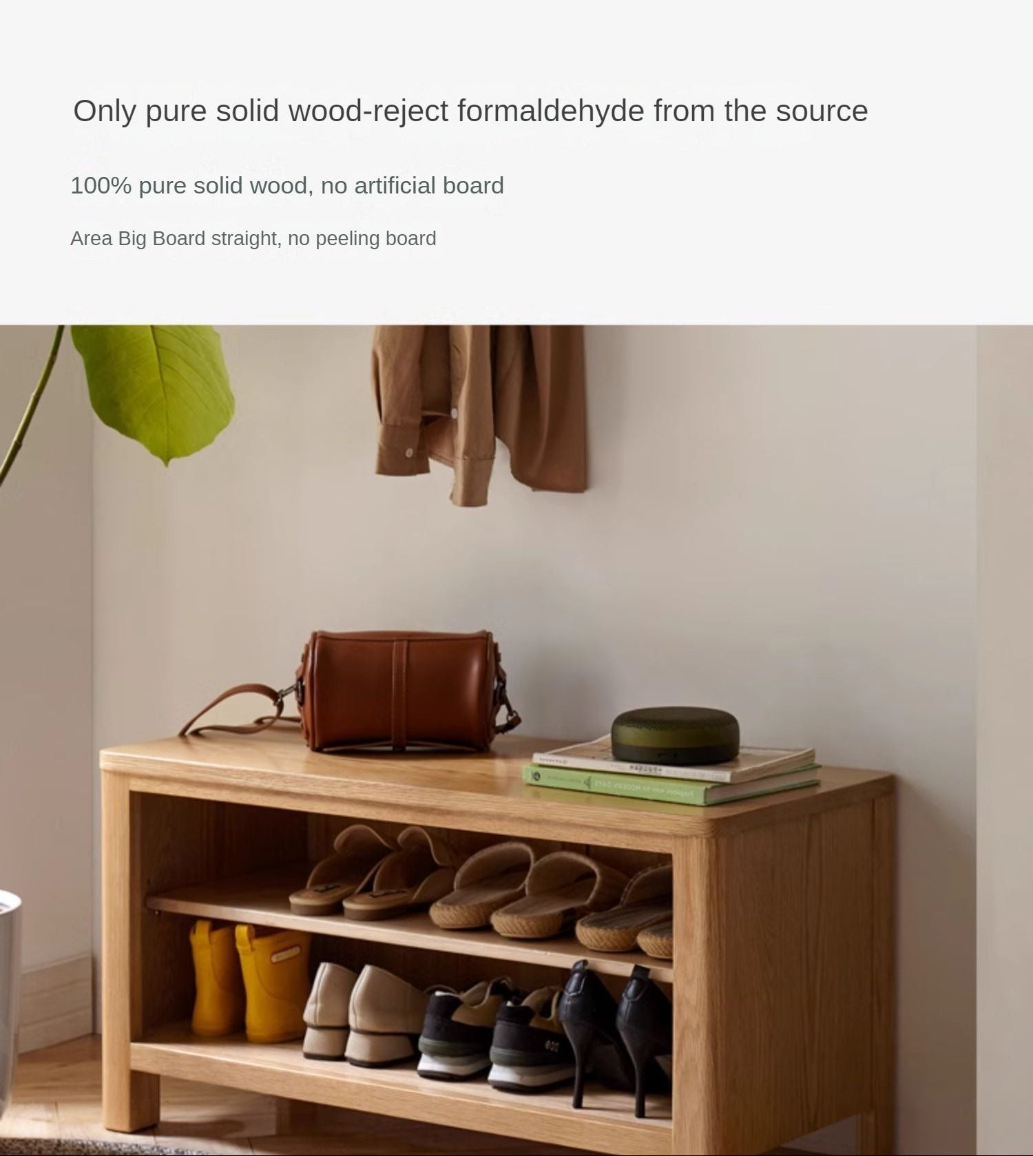 Oak Solid Wood Shoe Storage Bench