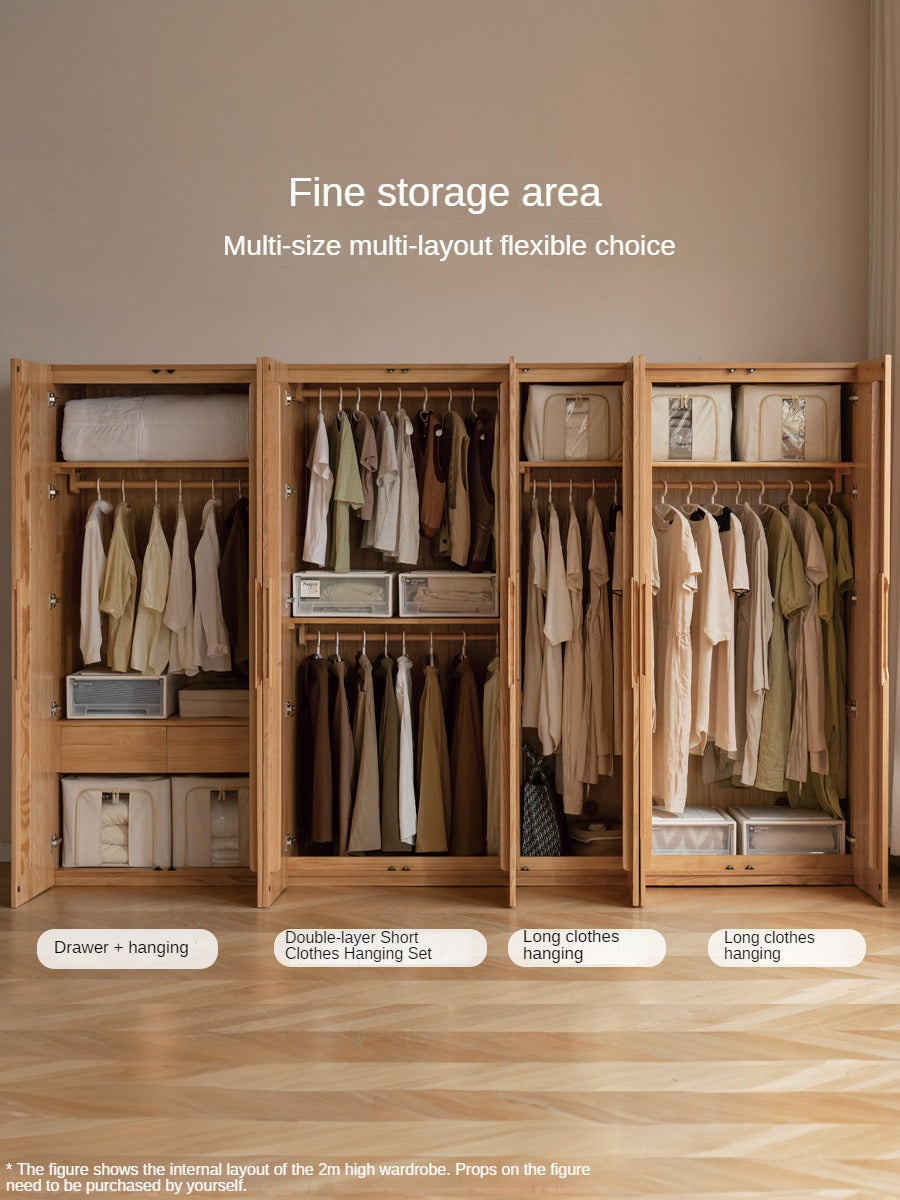 Oak Solid Wood Nordic Wardrobe.