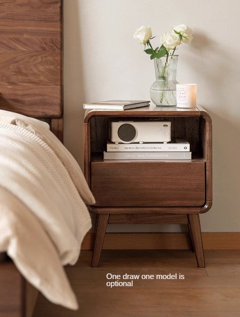 Black Walnut, South American Walnut Solid Wood Modern Storage Small Nightstand