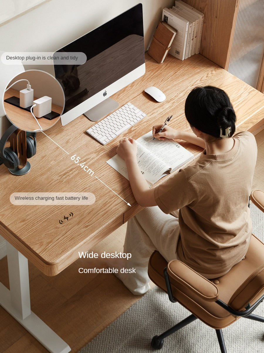Oak Solid Wood Elevating Electric Multifunctional Standing Desk