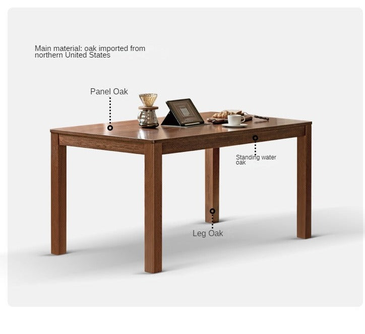 Oak Solid Wood, Solid Rubberwood Nordic Dining Table