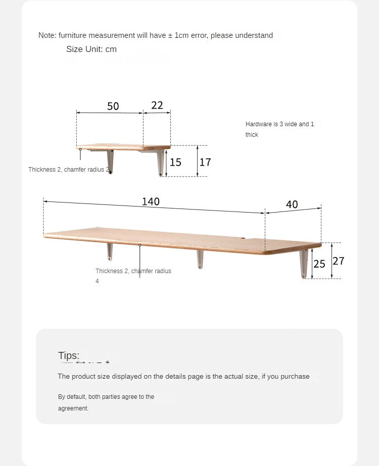 Oak Solid wood wall-mounted Makeup table Writing desk "