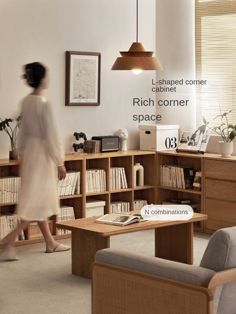 Ash Solid Wood Bookcase Simple Floor Bookshelf