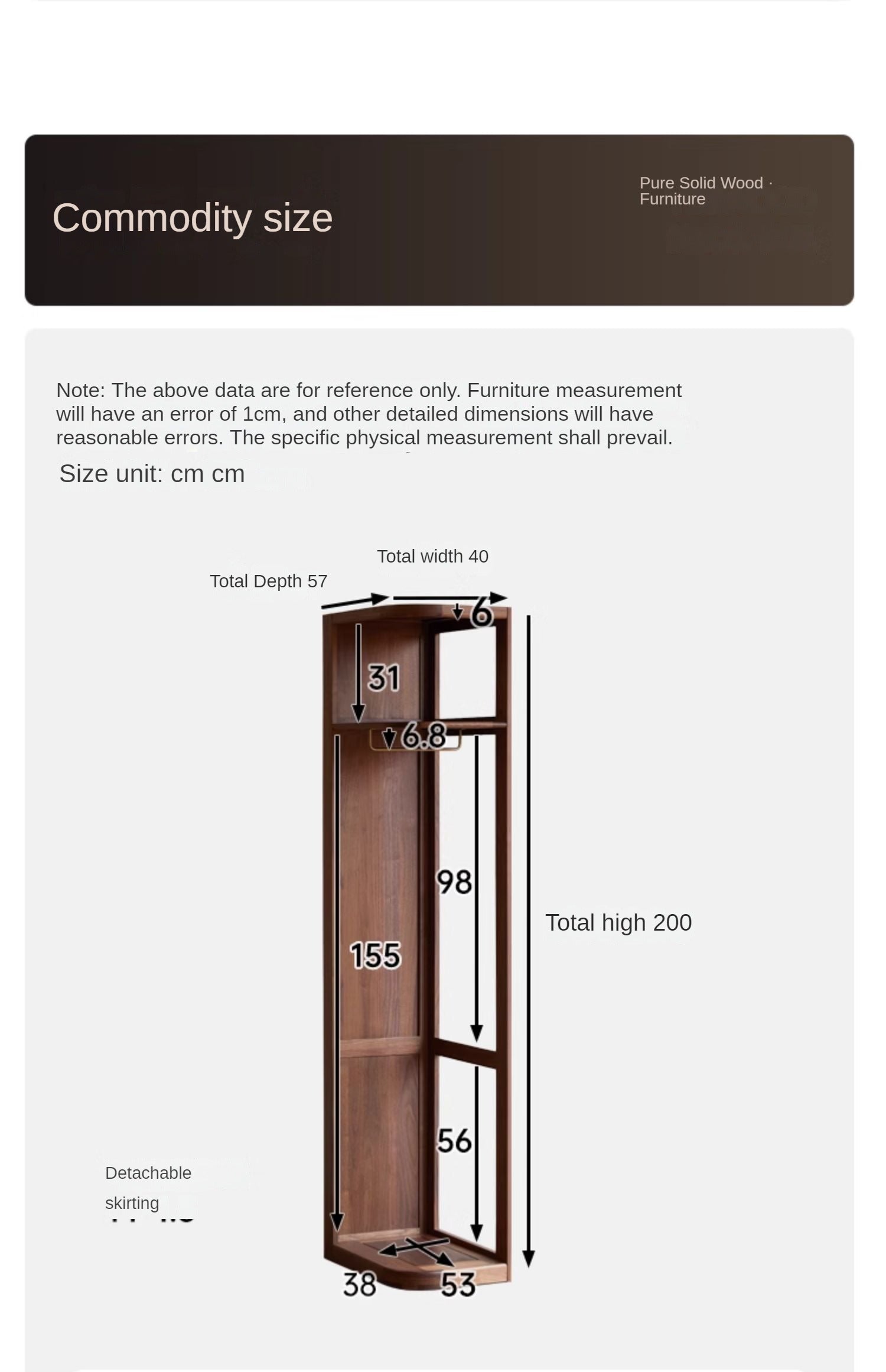 Black Walnut Solid Wood Storage Rack Floor Corner Hanger.