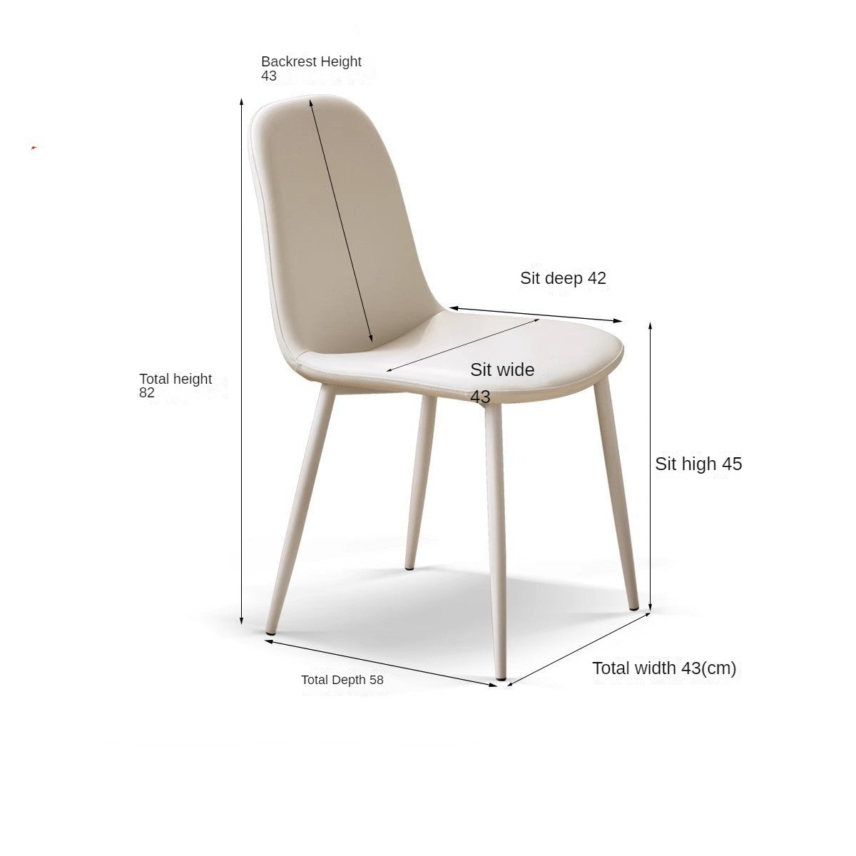 4pcs Organic Leather Cream Style Iron Dining Chair