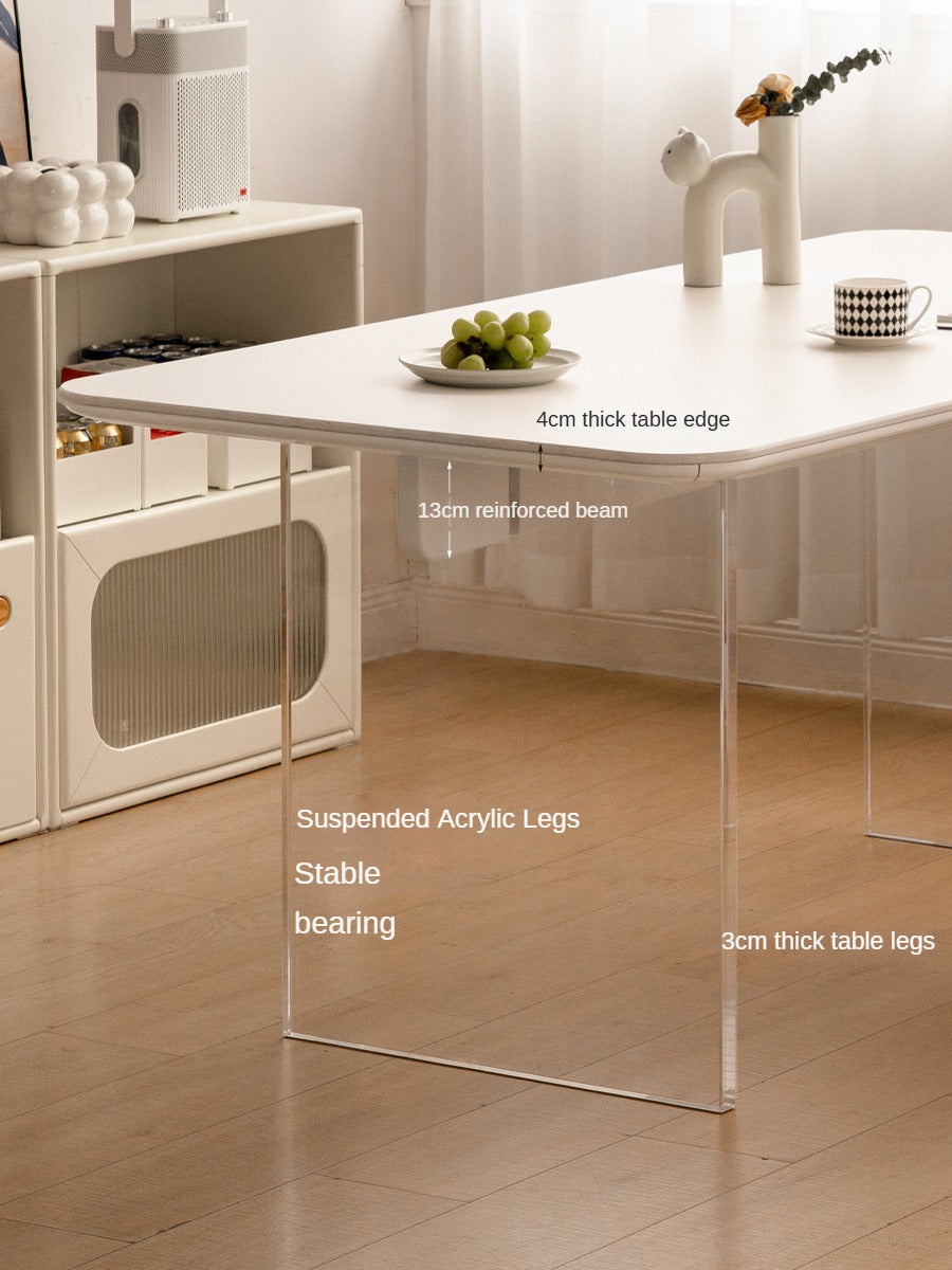 Solid Rubberwood Suspended Dining Table With Slate Top