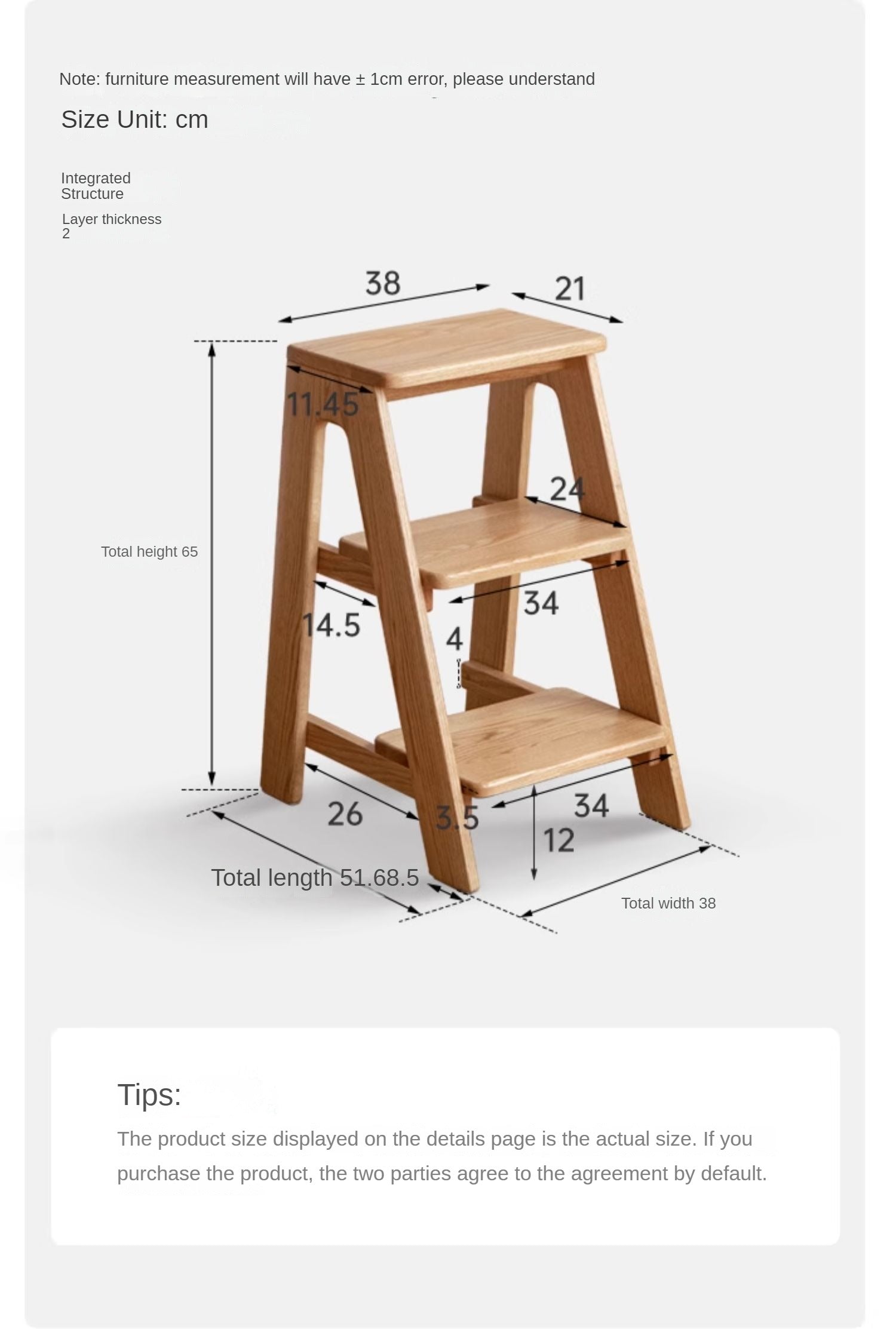 Oak Solid Wood Step Stool