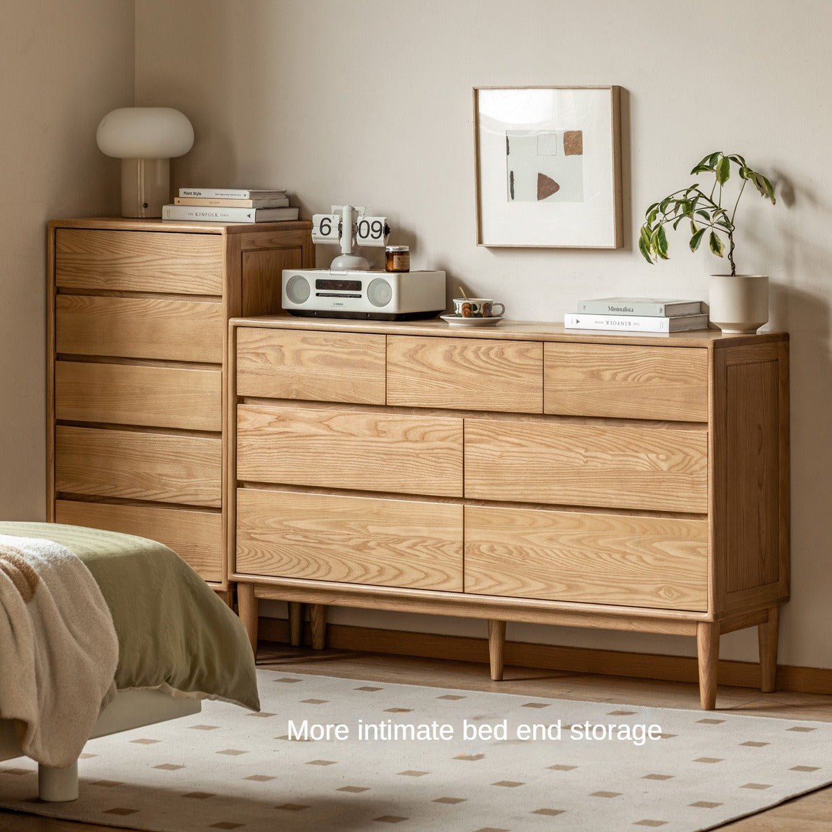 Ash Solid Wood Dresser, Drawer Storage Cabinet