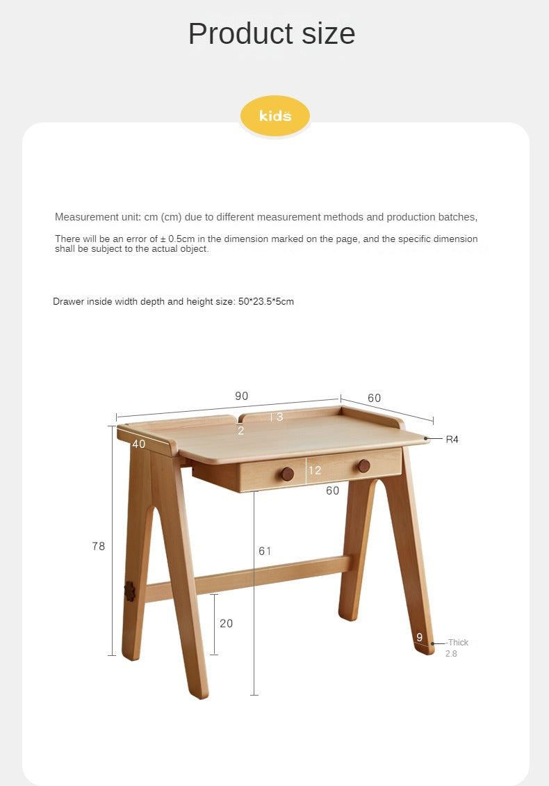 Beech Solid Wood Pure Children's Desk