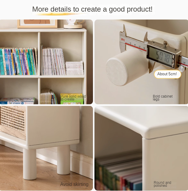 Rubber Solid Wood Cream Style Rack Combination Cabinet