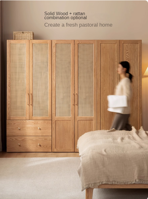 Oak Solid Wood Modern Wardrobe Free Combination.