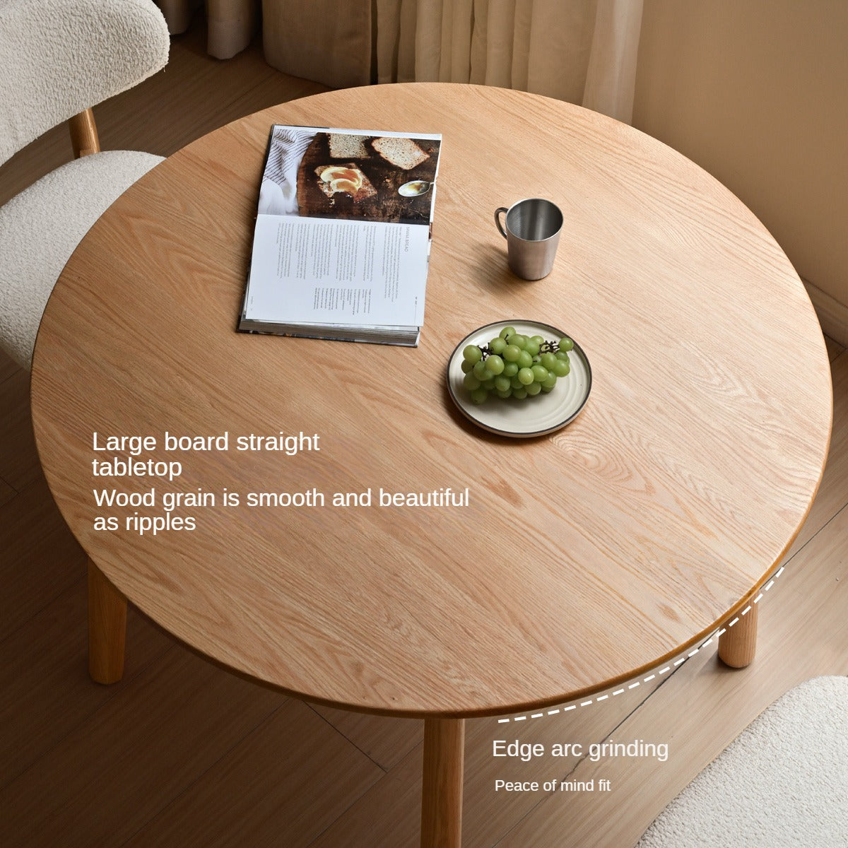 Oak Solid Wood Round Dining Table