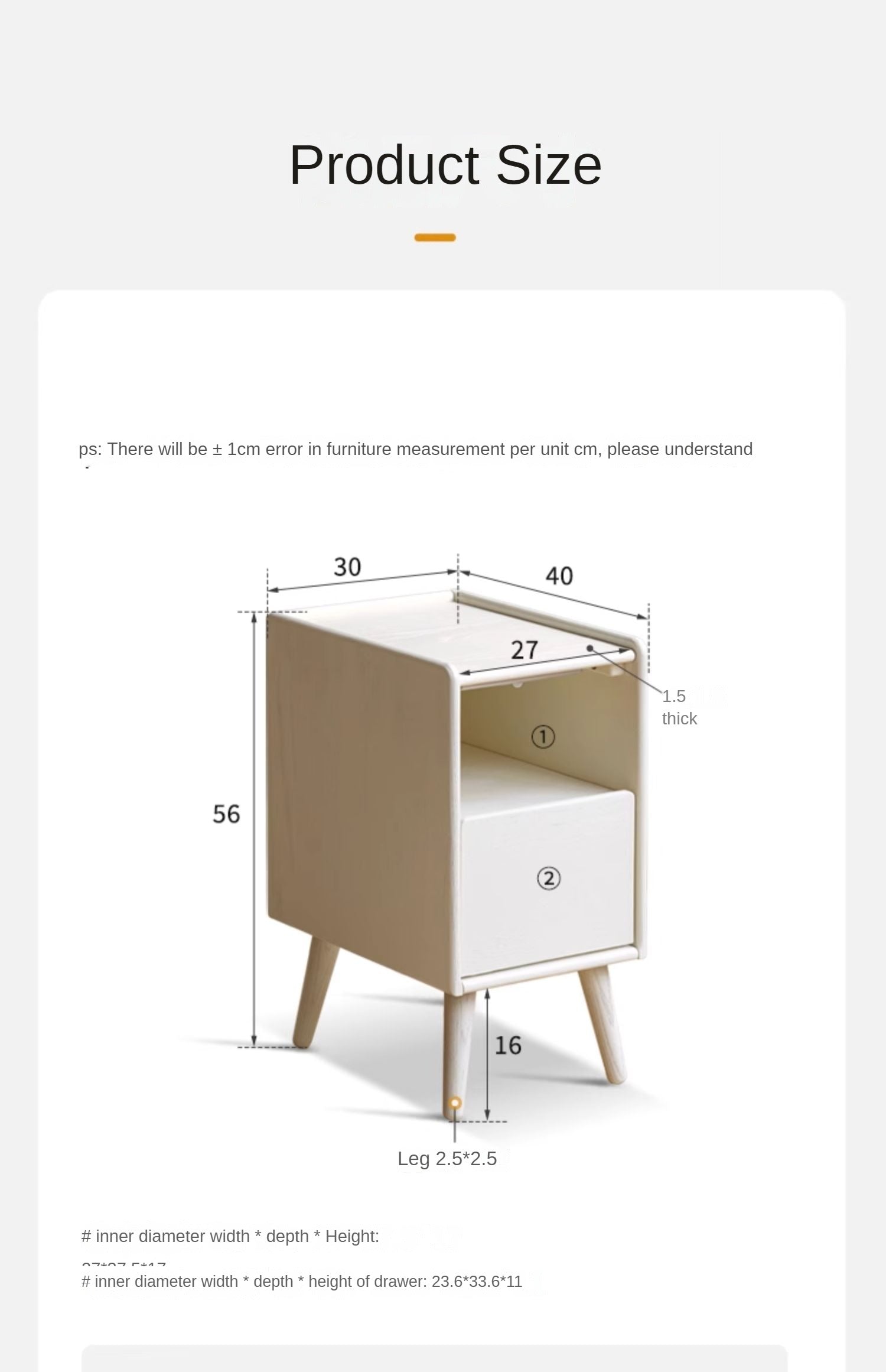 Solid Rubberwood Nightstand.
