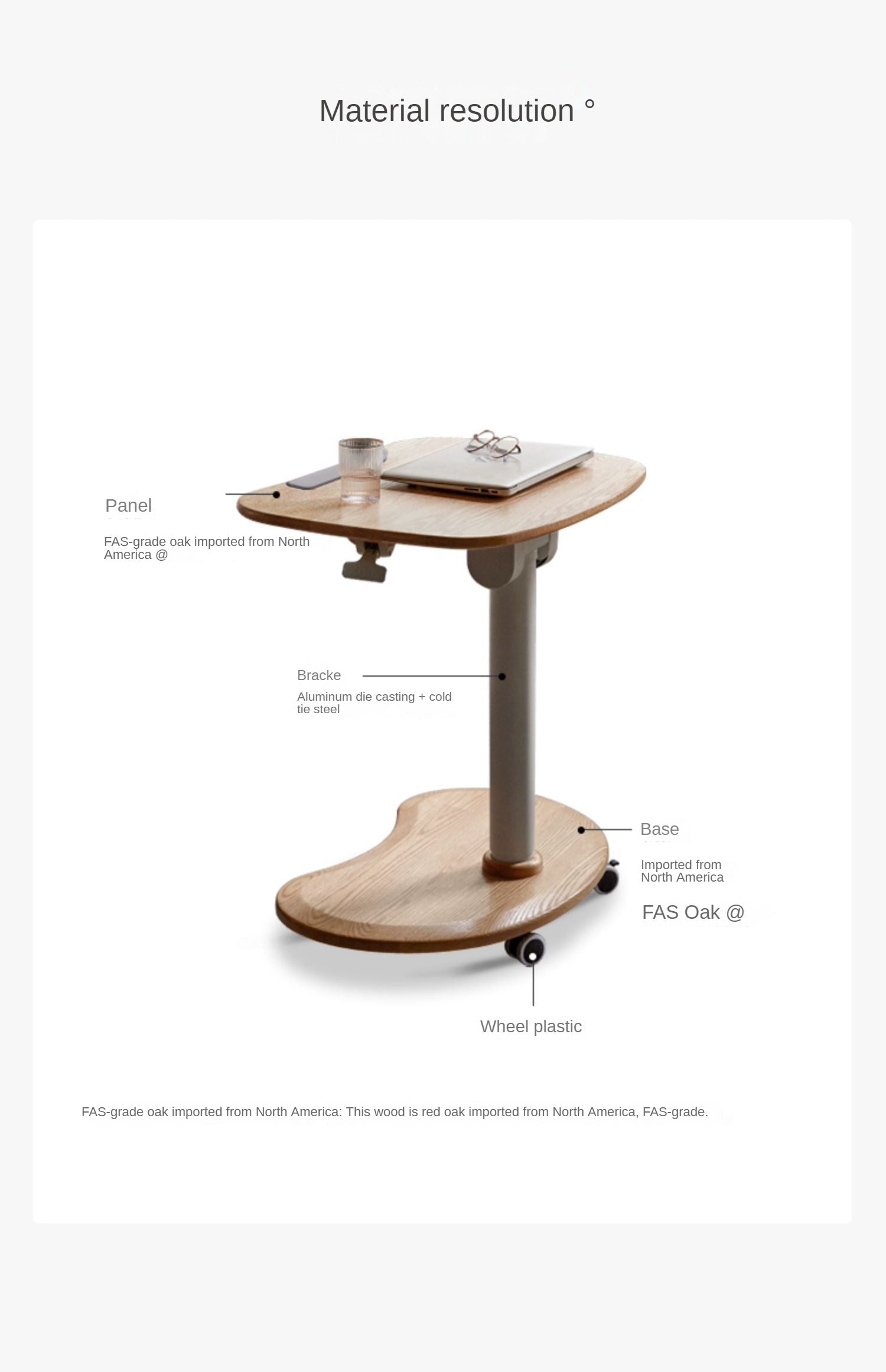 Oak Solid Wood Pneumatic Adjustable Standing Desk