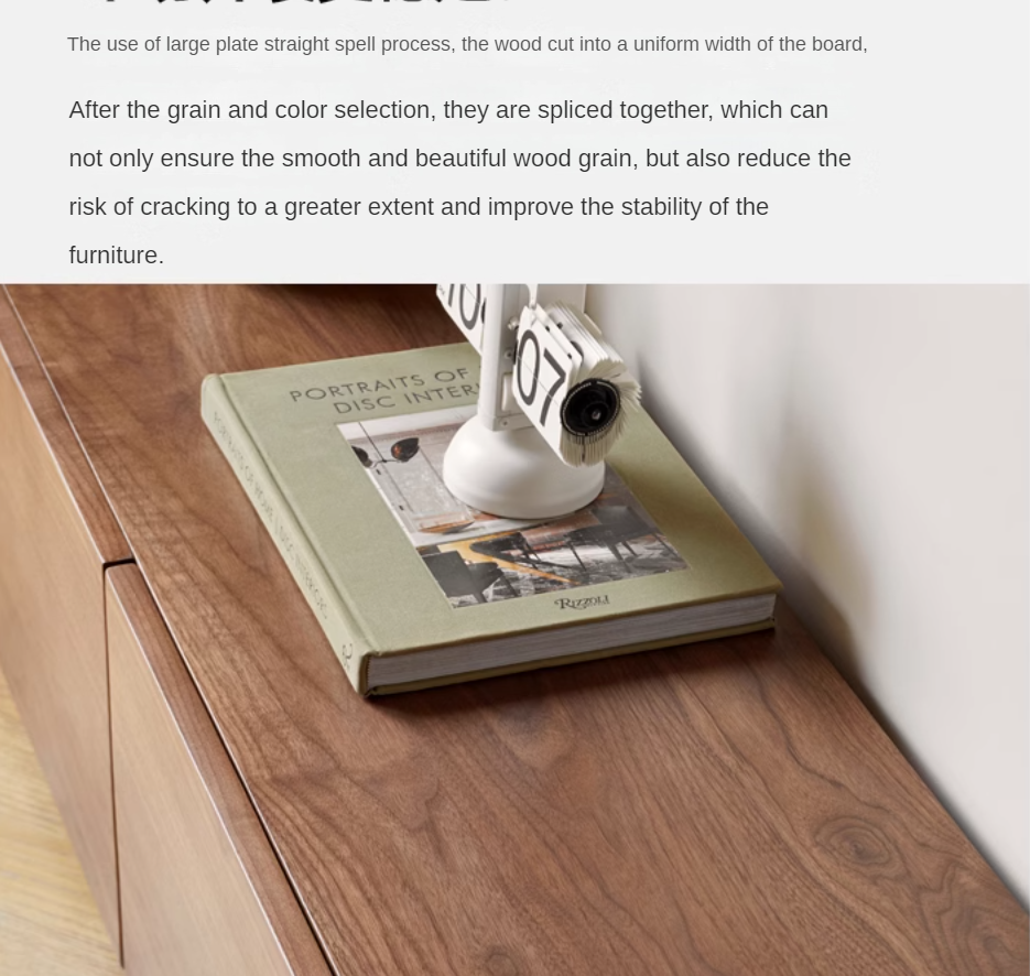 Black Walnut, Ash Solid Wood Floor Splicing Floor TV Cabinet.