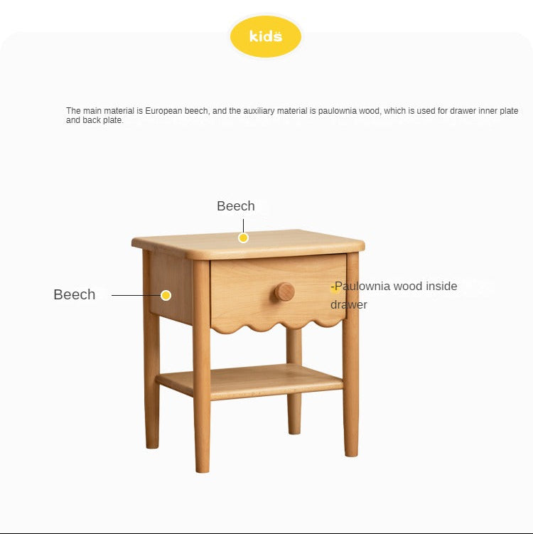 Beech, Red Oak Solid Wood, Solid RubberWood Kids Nightstand