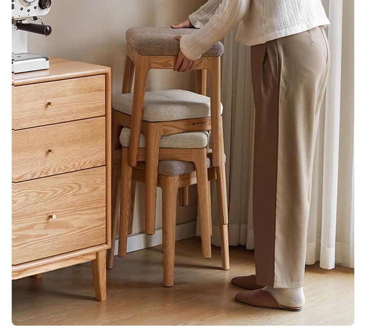 Oak Solid Wood Comfortable Soft Pack Dining Stool