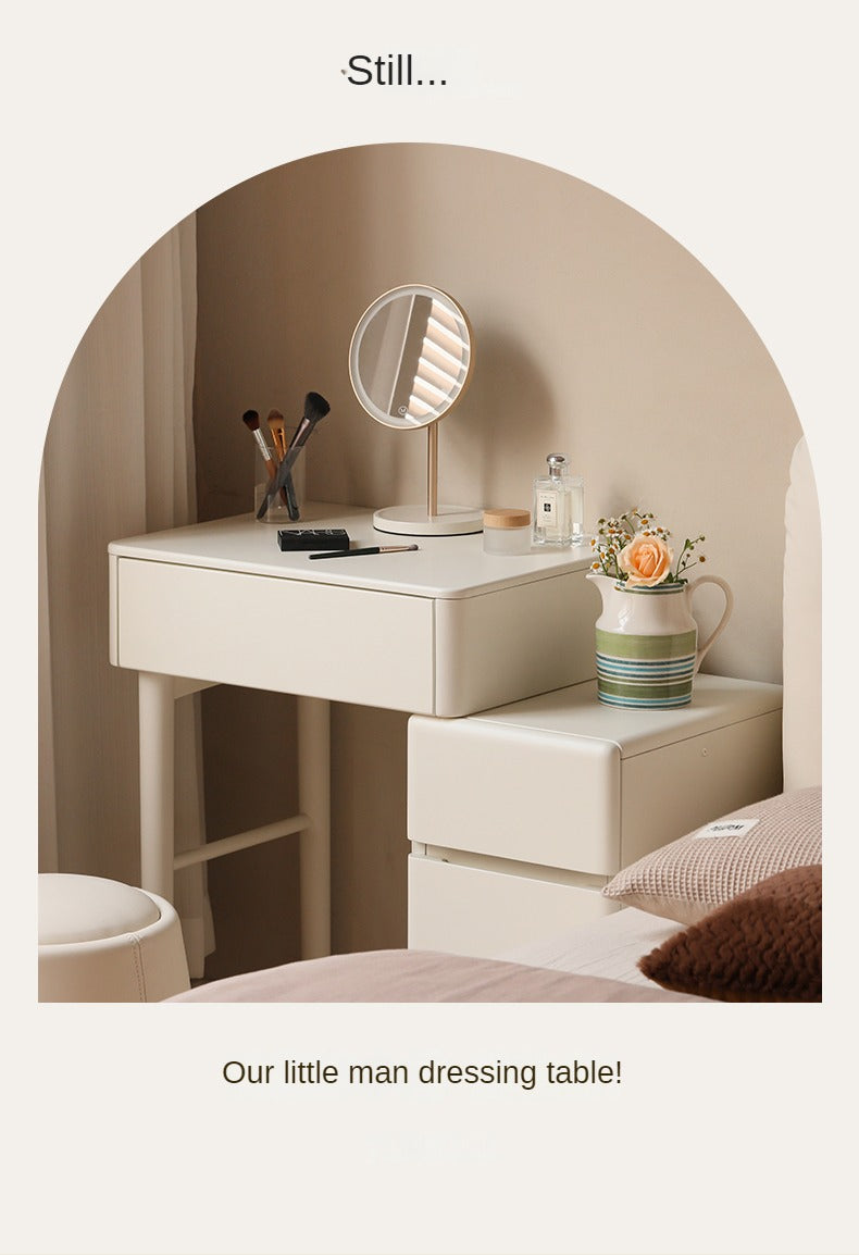 Solid RubberWood Telescopic Small Vanity Table Cream Style.