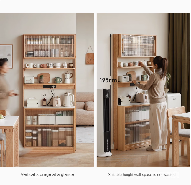 Oak Solid Wood, Solid Rubberwood Rock Board Dining Sideboard