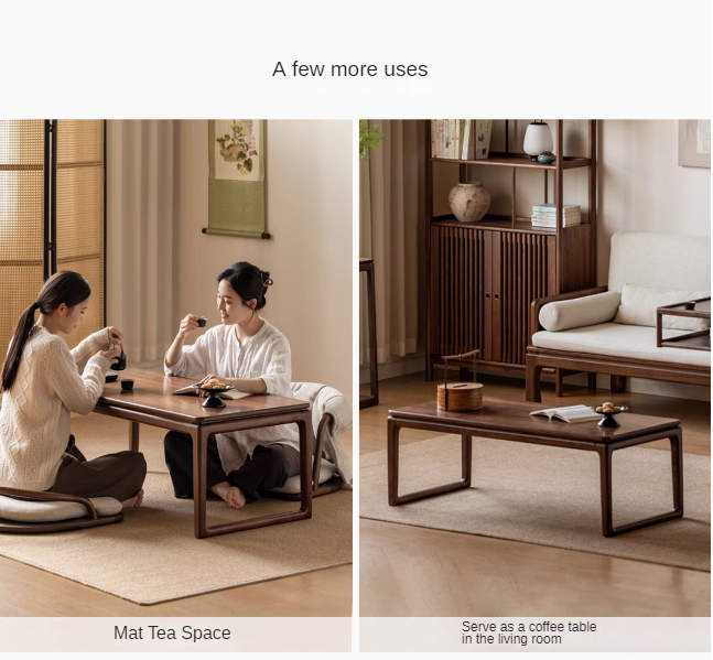 Black Walnut Solid Wood Tatami Small Tea Table.