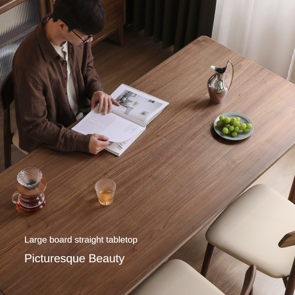 Black Walnut, Sandalwood, Ash Solid Wood Modern Rectangular Table