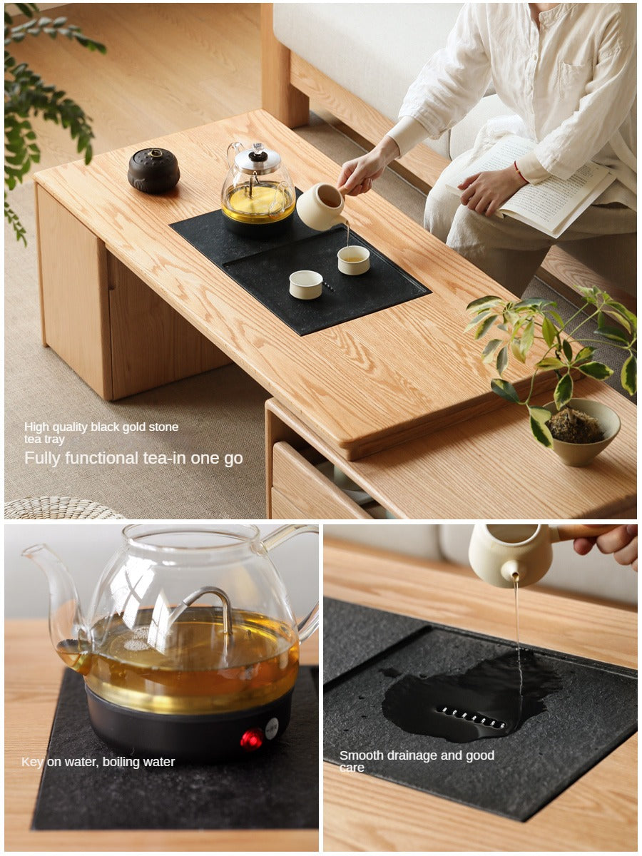 Oak Solid Wood Telescopic Modern Tea Table