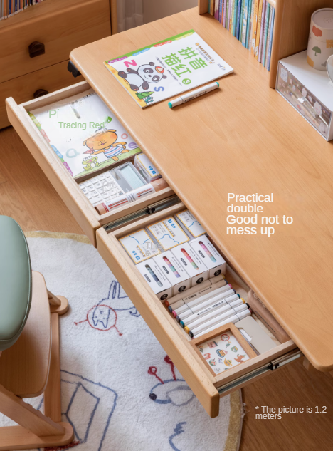 Beech Solid Wood Children's Electric Lifting Study Table