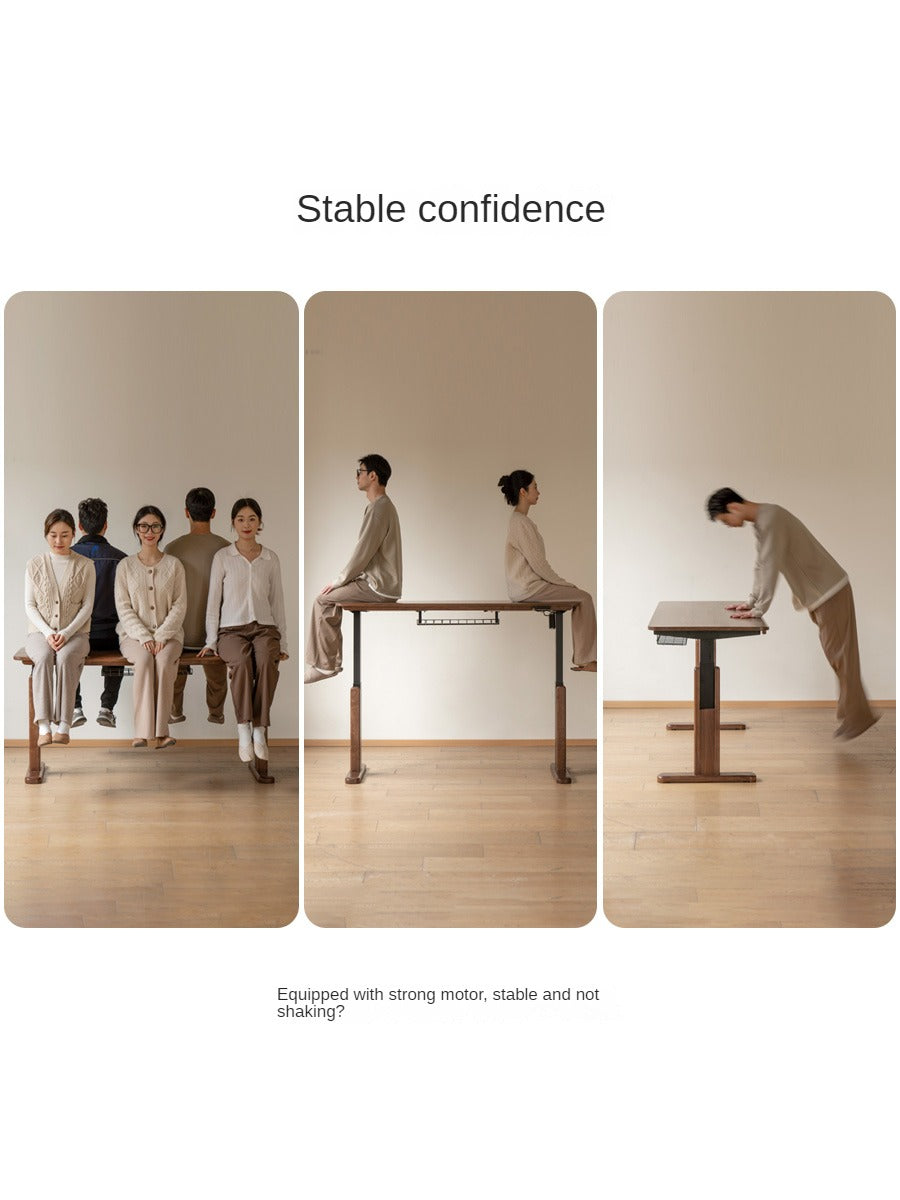 Black Walnut, Oak, Sandalwood, Ash Solid Wood Electric Elevating Desk