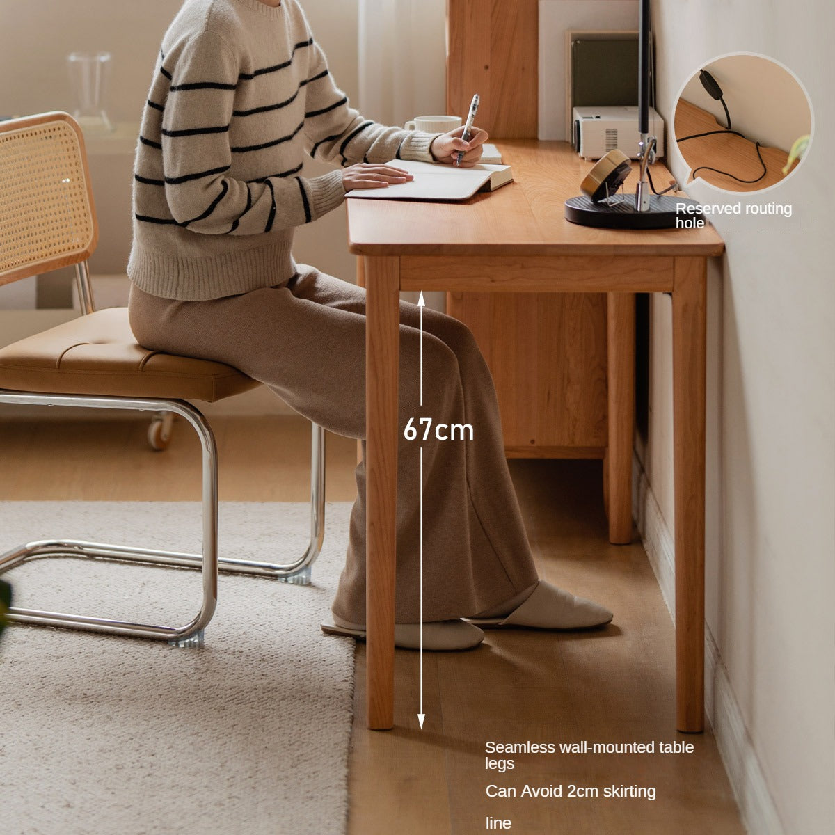 Cherry Solid Wood Desk Medieval Study Computer Desk