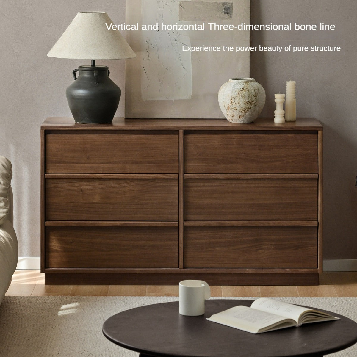 Black Walnut, Poplar Solid Wood Drawer Cabinet