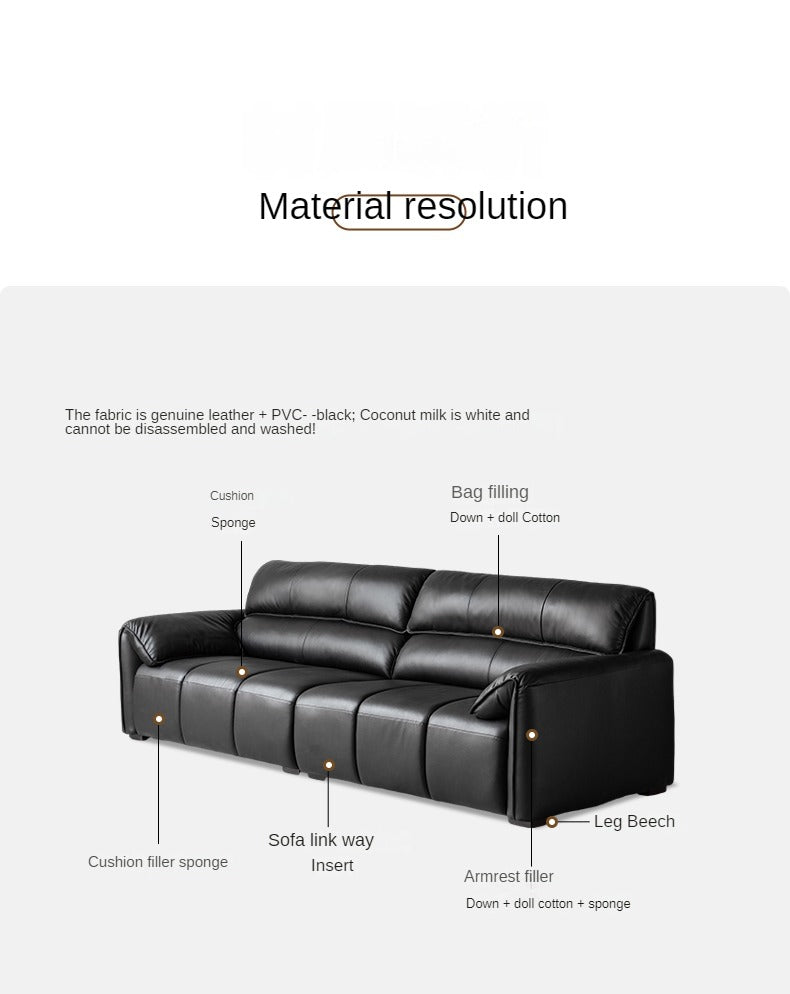 Leather First Layer Yellow Cowhide Piano Key Leather Sofa,