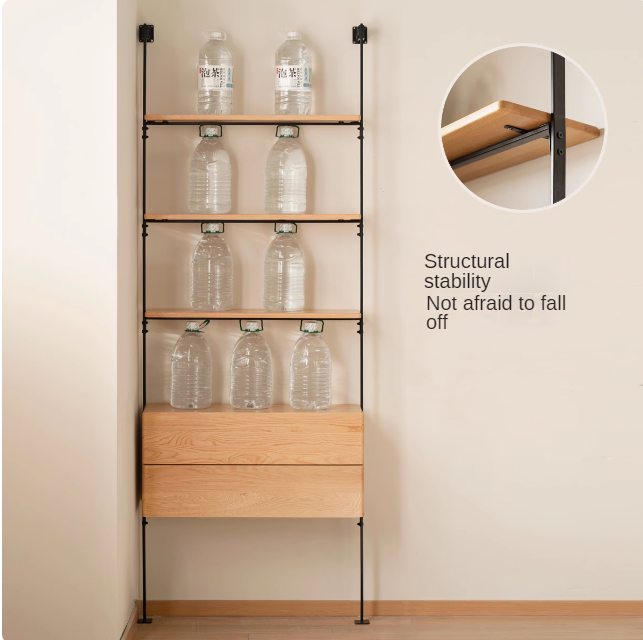 Oak, Poplar Solid Wood Industrial Style Multi-layer Storage Rack
