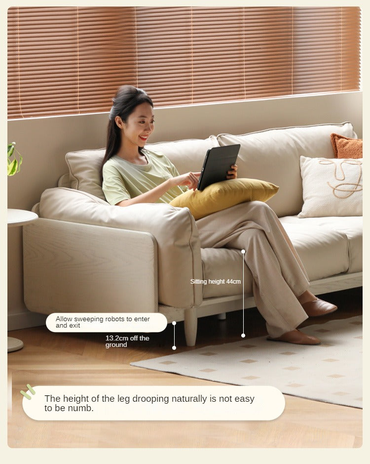 Oak Solid Wood Cream Style Sofa.