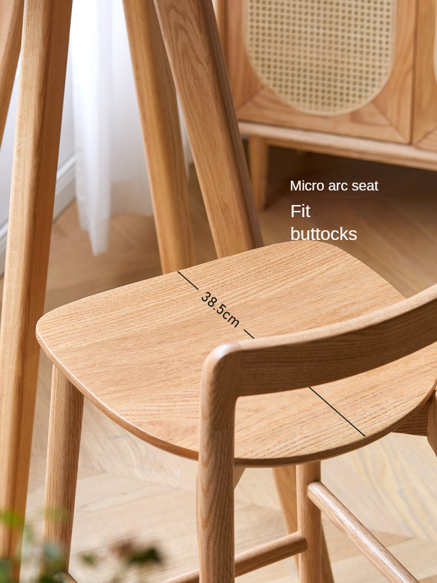 Oak Solid Wood Bar Chair, High Foot Chair: